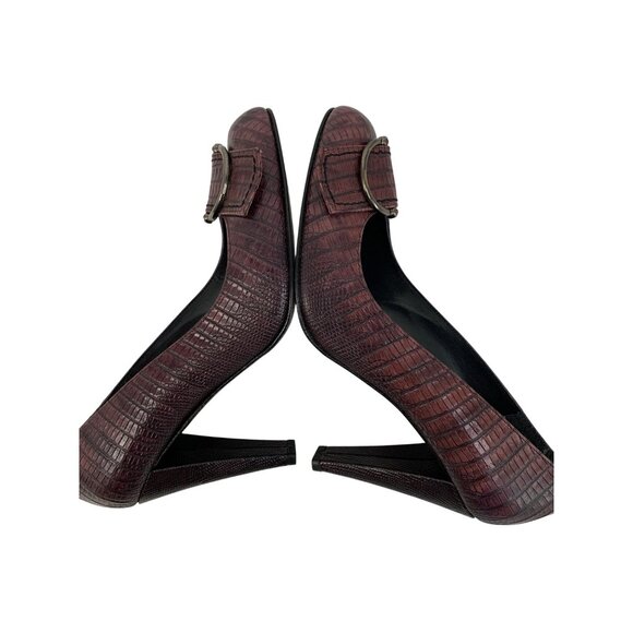 Rare VTG Stuart Weitzman Lizard Embossed Leather Mid Heels 6.5M Pump Shoes 8765 - Picture 7 of 13